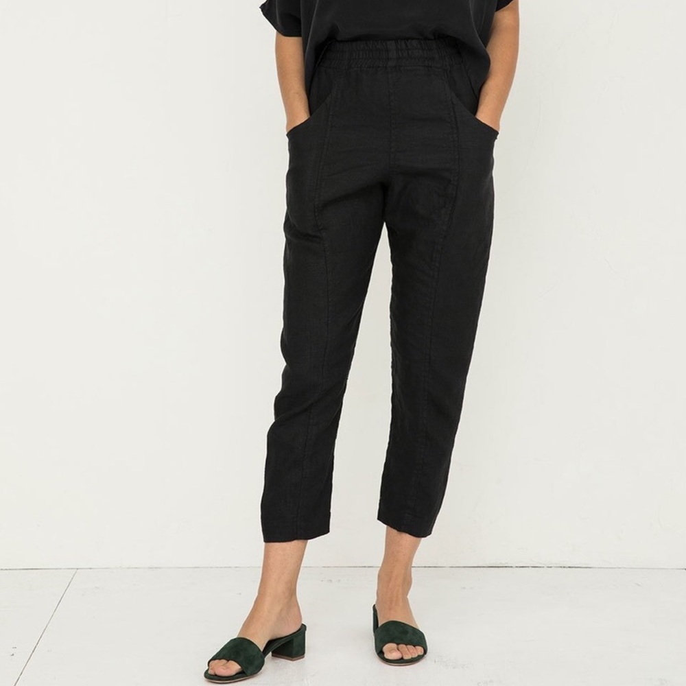 Elizabeth Suzann Clyde Workpant -black linen- 4T